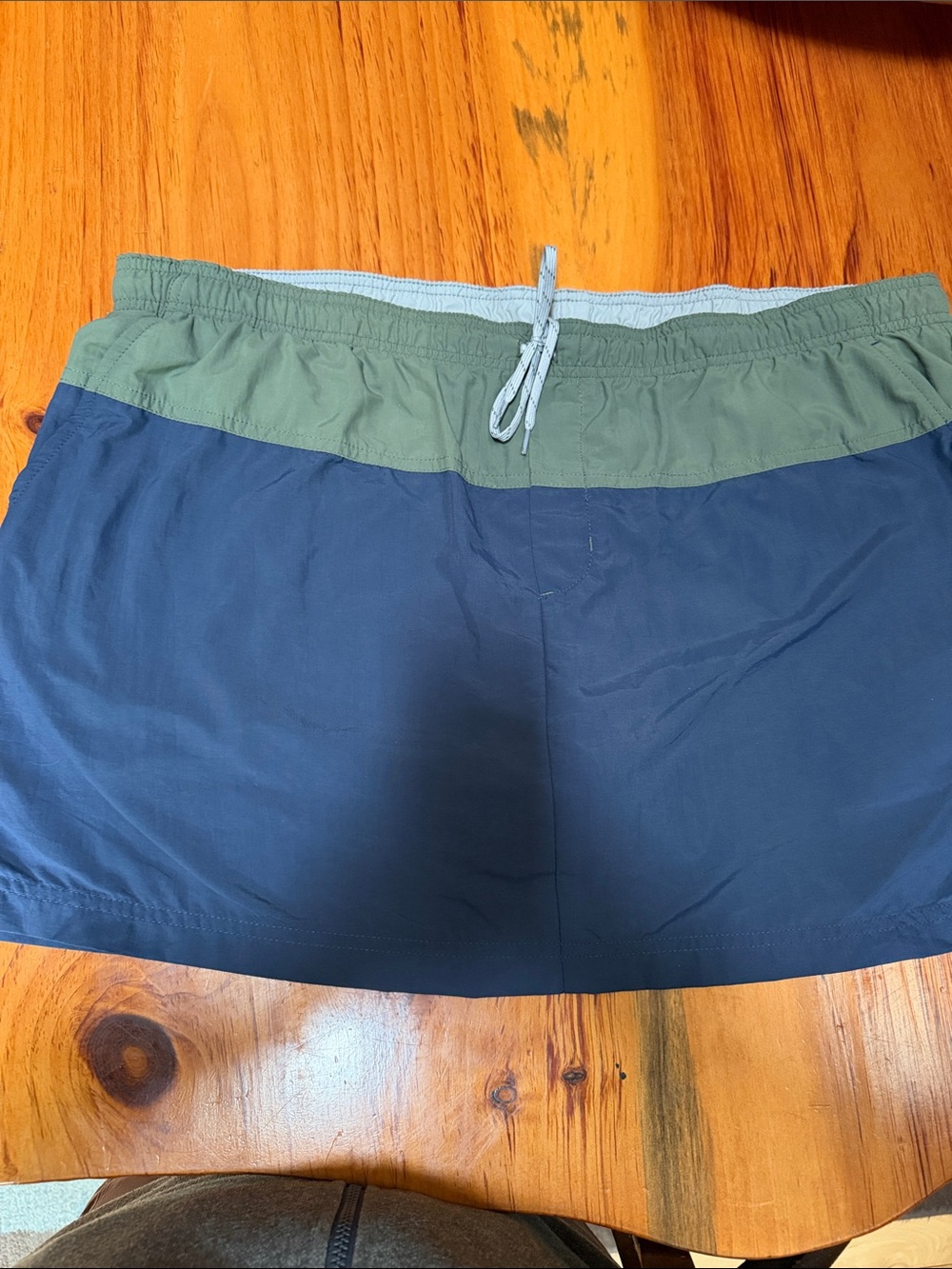 Columbia Navy Athletic Shorts with green Waistband